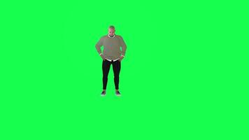 animatie van een holbewoner in een groen scherm chroma sleutel achtergrond aan het doen verschillend dingen met verschillend renderen modi van 3d mensen video