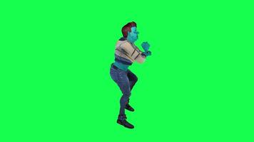 3D character on a green screen, chromakey background, cute and funny, doing different things, rendering 3D characters and people. video