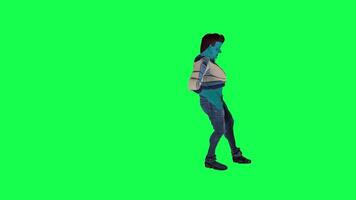 3D character on a green screen, chromakey background, cute and funny, doing different things, rendering 3D characters and people. video