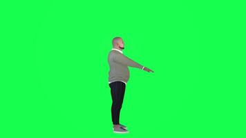 Animation of a caveman in a green screen chroma key background doing different things with different rendering modes of 3D people video