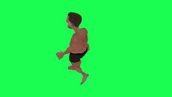 Animation of a caveman in a green screen chroma key background doing different things with different rendering modes of 3D people video