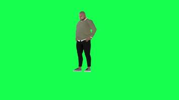 Animation of a caveman in a green screen chroma key background doing different things with different rendering modes of 3D people video