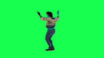 3D character on a green screen, chromakey background, cute and funny, doing different things, rendering 3D characters and people. video