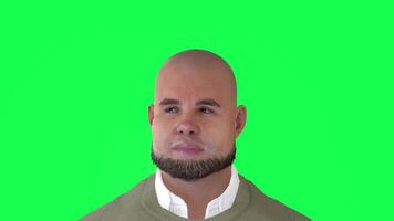 Animation of a caveman in a green screen chroma key background doing different things with different rendering modes of 3D people video