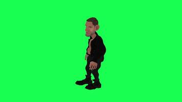 Animation of a caveman in a green screen chroma key background doing different things with different rendering modes of 3D people video