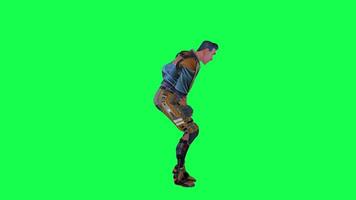 3d cartoon character green screen chroma key soldier space man cute walk talk run action deffernt vewe video