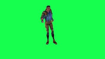 3d cartoon character green screen chroma key soldier space man cute walk talk run action deffernt vewe video