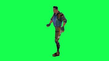 3d cartoon character green screen chroma key soldier space man cute walk talk run action deffernt vewe video