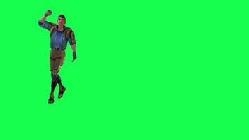 3d cartoon character green screen chroma key soldier space man cute walk talk run action deffernt vewe video