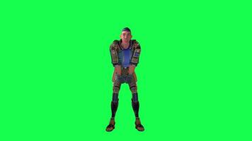 3d cartoon character green screen chroma key soldier space man cute walk talk run action deffernt vewe video