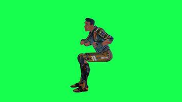 3d desenho animado personagem verde tela croma chave soldado espaço homem fofa andar conversa corre açao diferente sim video