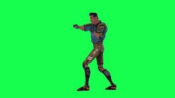 3d cartone animato personaggio verde schermo croma chiave soldato spazio uomo carino camminare parlare correre azione defferente guarda video