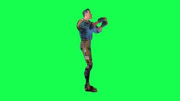 3d cartoon character green screen chroma key soldier space man cute walk talk run action deffernt vewe video