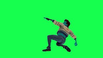 3D character on a green screen, chromakey background, cute and funny, doing different things, rendering 3D characters and people. video