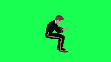 3D character on a green screen, chromakey background, cute and funny, doing different things, rendering 3D characters and people. video