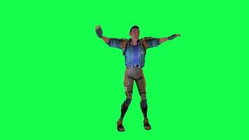 3d cartoon character green screen chroma key soldier space man cute walk talk run action deffernt vewe video