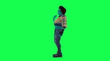 3D character on a green screen, chromakey background, cute and funny, doing different things, rendering 3D characters and people. video