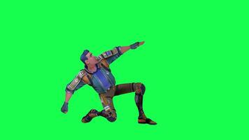 3d cartoon character green screen chroma key soldier space man cute walk talk run action deffernt vewe video