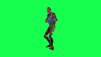 3d dibujos animados personaje verde pantalla croma llave soldado espacio hombre linda caminar hablar correr acción diferente vewe video
