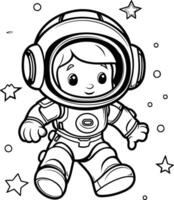 Coloring book for children Astronaut girl. illustration. vector