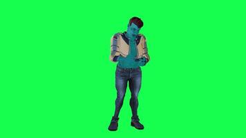 Space cartoon character in green screen chroma kback ground doing different things, moving, running, jumping, 3D character animation rendering video