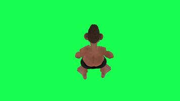 Animation von ein Höhlenmensch im ein Grün Bildschirm Chroma Schlüssel Hintergrund tun anders Dinge mit anders Rendern Modi von 3d Menschen video
