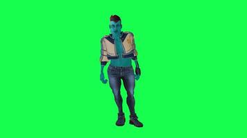 3D character on a green screen, chromakey background, cute and funny, doing different things, rendering 3D characters and people. video