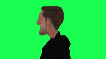 Animation of a caveman in a green screen chroma key background doing different things with different rendering modes of 3D people video