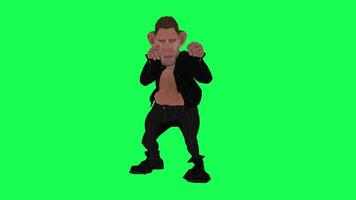 Animation of a caveman in a green screen chroma key background doing different things with different rendering modes of 3D people video