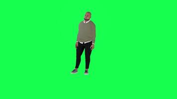 animation de une Homme des cavernes dans une vert écran chrominance clé Contexte Faire différent des choses avec différent le rendu modes de 3d gens video