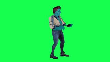 3D character on a green screen, chromakey background, cute and funny, doing different things, rendering 3D characters and people. video