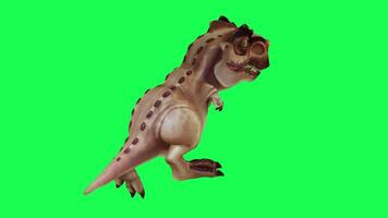 3d trex dinossauro verde tela croma chave render animação diferente ângulo animal video