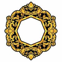 Isolated borders or frames ornament. Ornamental elements for your designs. Black and gold colors. Floral carving decoration for postcards or invitations for social media. vector