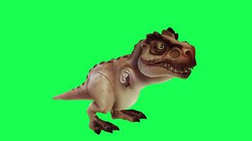 3d trex dinosauro verde schermo croma chiave rendere animazione diverso angolo animale video