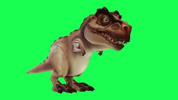 3d trex dinossauro verde tela croma chave render animação diferente ângulo animal video