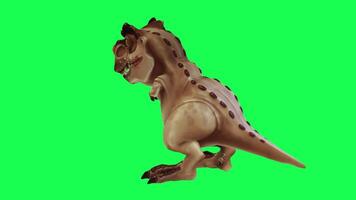 3d trex dinossauro verde tela croma chave render animação diferente ângulo animal video