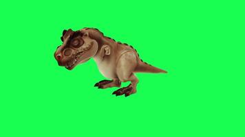 3d trex dinossauro verde tela croma chave render animação diferente ângulo animal video