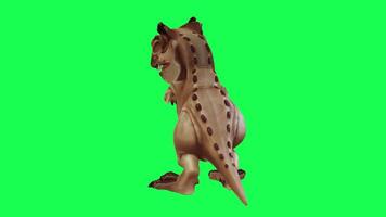 3d trex dinosauro verde schermo croma chiave rendere animazione diverso angolo animale video