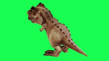 3d trex dinossauro verde tela croma chave render animação diferente ângulo animal video