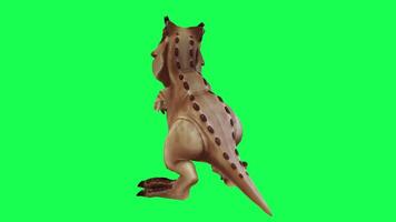 3d trex dinossauro verde tela croma chave render animação diferente ângulo animal video