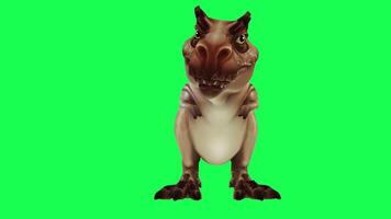 3d trex dinossauro verde tela croma chave render animação diferente ângulo animal video