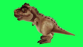 3d trex dinossauro verde tela croma chave render animação diferente ângulo animal video