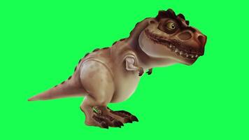 3d trex dinossauro verde tela croma chave render animação diferente ângulo animal video