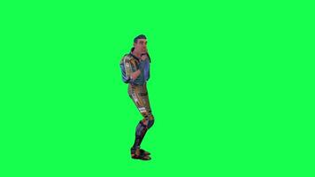 3d cartoon character green screen chroma key soldier space man cute walk talk run action deffernt vewe video