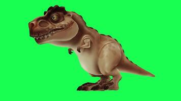 3d trex dinosauro verde schermo croma chiave rendere animazione diverso angolo animale video