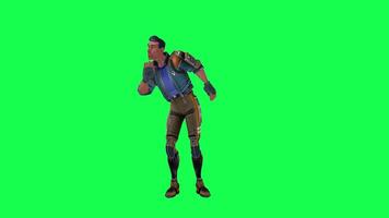 3d desenho animado personagem verde tela croma chave soldado espaço homem fofa andar conversa corre açao diferente sim video