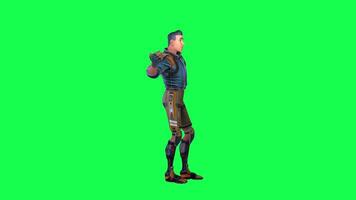 3d cartoon character green screen chroma key soldier space man cute walk talk run action deffernt vewe video