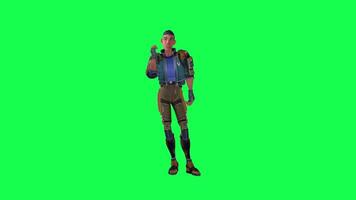 3d desenho animado personagem verde tela croma chave soldado espaço homem fofa andar conversa corre açao diferente sim video