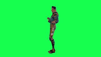 3d cartoon character green screen chroma key soldier space man cute walk talk run action deffernt vewe video