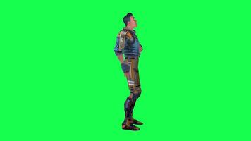 3d cartoon character green screen chroma key soldier space man cute walk talk run action deffernt vewe video